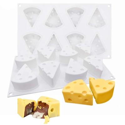 China New Design 8 Hole Cheesecake Pop Triangle Molds Diy Sustainable Kitchen Custom Mold Cheese Shape Silicone Cake Baking Mold for sale