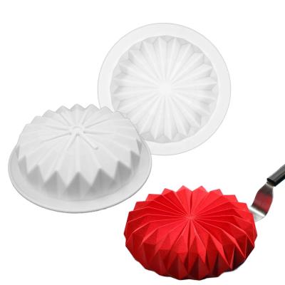 China Bpa Free Non-Stick Silicone Circled Bundt Cake Pan Round Fudge Single Cake Flower Mold Origami Mousse Cake Viable Expanded Mold for sale