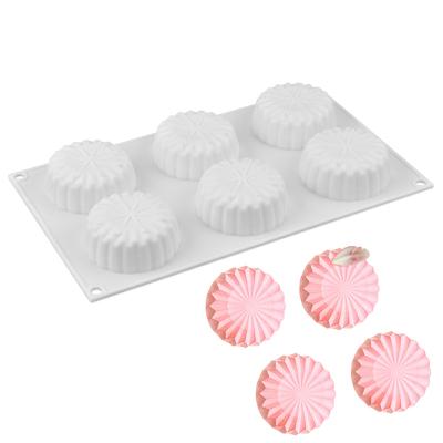 China Viable 3D Round Origami Silicone Cake Mold French Pastry 6 Holes Chocolate Dessert Chiffon Silicone Origami Cakes Mold for sale