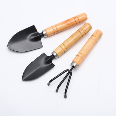 China Mini Wooden Handle Kindergarten Tool Kit Rake Shovel Gardening Shovel Bonsai Succulents 3 Pieces Potted, Plant Flower Potted Garden Tools for sale