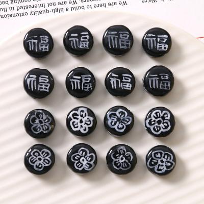 China 100pcs Antique Antique Plum Blossom Flat Round Glass Hand Painted Beads For Diy Earrings Bracelet Accessories for sale