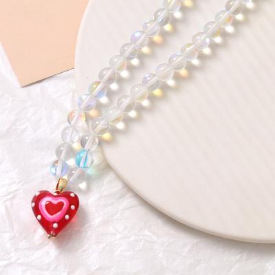 China 100PCS Romantic Romantic Style Heart Shape Glass Beads With Hole DIY For Drop Earring Bracelet Jewelry Making for sale