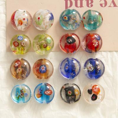 China 100PCS DIY Bracelet Vintage Style Floral Round Beads Small Flower Glitter Glass Bead DIY For Bracelet Earring Necklace Making for sale