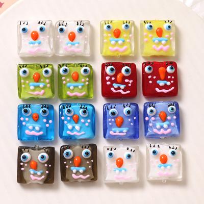 China Jewelry Dccessories 100PCS Personality Style Square Shape Monster Eye Glass Bead Small With Hole DIY For Bracelet Phone Case Jewelry Making for sale