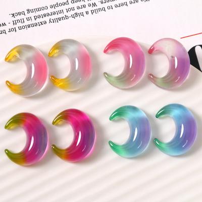 China Earring Accessories Jewelry Making Moon 100pcs Shape Colorful Gradient Moon Flatback Resin Bead Cabochon Diy For Earring/Bracelet Necklace Making for sale