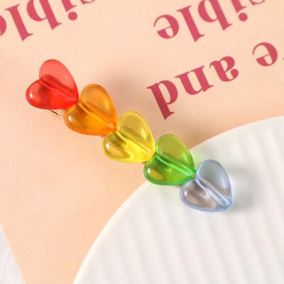 China 100Pcs Popular Candy Color Heart Shape Acrylic Beads With Hole DIY For Earring Haiepin Bracelet Making for sale