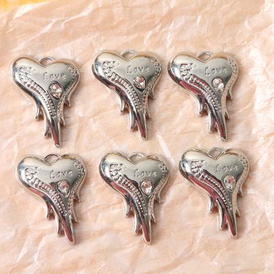 China Pendant Necklace Making 100PCS Fashion Alloy Letter Rhinestone Heart Charm DIY Pendants For Drop Earring Hairpin Bracelet Craft Making for sale