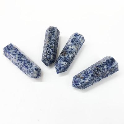 China Wholesale Natural Quartz Tower Magic Wands Stones Sodalite Healing China Crystals Blue Spot Stone Dots For Decoration for sale