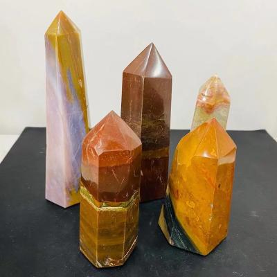 China China wholesale natural crystal lap polished ocean jasper tower gemstone point for decoration for sale