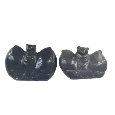 China Beautiful China Hot Sale High Quality Natural Obsidian Stone Bats Carving As Gifts LSY for sale