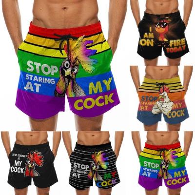 China Plus Size Stop Gazing My Special Rooster Shorts Summer Mens Drawstring Rooster Printed Trunks Casual Beer Festival Beach Shorts Plus Size#p4 for sale