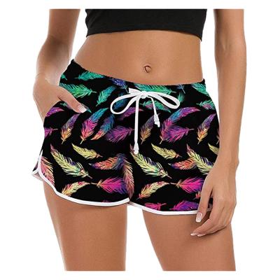 China Plus Size Stretch Print Novelty Pattern Swimsuit Quick Dry Swimwear Plus Size Summer Beach Shorts Women Drawstring Surfing Panel Shorts for sale