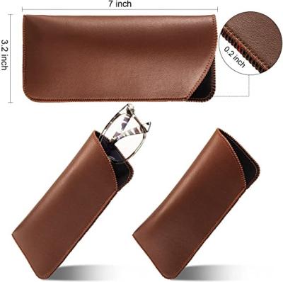 China xinhe eco-friendly factory custom slip in eyeglass pocket PU leather travel sunglasses case holder Eyewear sleeve bag for sale