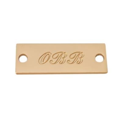 China Washable Zinc Alloy Clothing 2 Hole Metal Label Custom Logo Metal Plate Tags For Scarf for sale