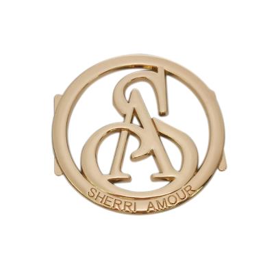 China Fashion Design Zinc Alloy Metal Round Cut Custom Brand Logo Tags Metal Nameplates For Handbags for sale