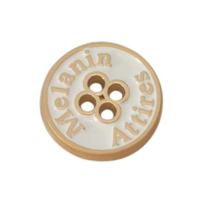 China Factory hot sale nickel free embossed brand logo two holes metal buttons custom metal sewing button with logo for clothing for sale