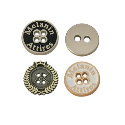 China 2021 Nickel Free Zinc Ally Engraved Custom Sewn Logo Metal Button With Logo For Shirts Clothes for sale