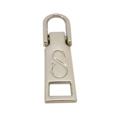 China Garment Metal Zipper Puller Slider Brand Custom Bag Zipper Head Logo Puller Nickel Free Zipper Puller for sale