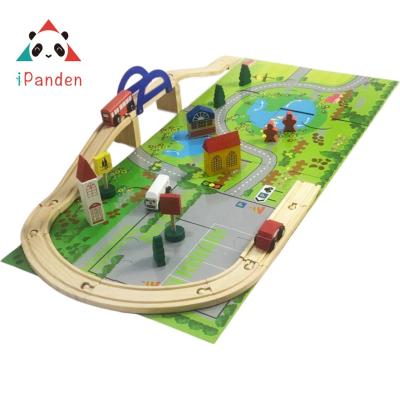 China Intelligence 40PCS Toy Wooden Railway Train Set DIY Slot Intelligence Track Toys For Children Wooden Car 36 PCS for sale