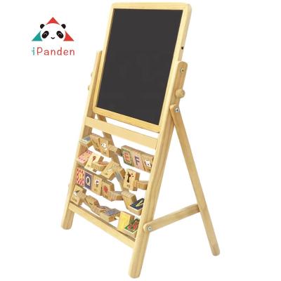 China Double Sides Painting Easel Blackboard Toy Painting Kids Drawing Children Wooden Magnetic Easel for sale