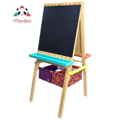 China Wooden Set 2 in 1 Easel and Chalkboard with Wooden Drawing and Paint Storage Bags Toys for Kids for sale