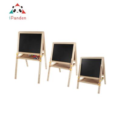 China Easel Double Side Painting Height Adjustable Blackboard Toy Painting Children Drawing Kids Wooden Magnetic Easel for sale