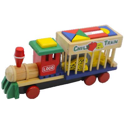 China Improve Children's Manual Wooden Toy Wooden Construction Toy Truck Wooden Educational Toys Cartoon Animal Of Kid's Capacity And Block Train for sale