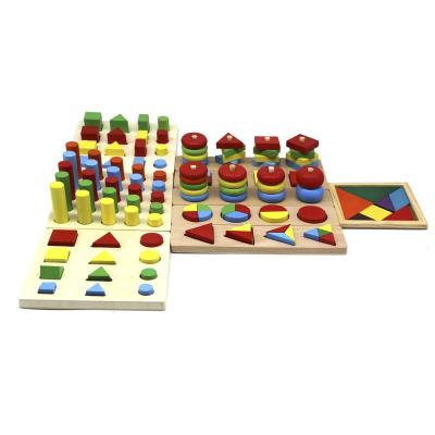 China Wooden set 8 early montessori educational toys baby teach aid combination puzzle for 3+ages for sale