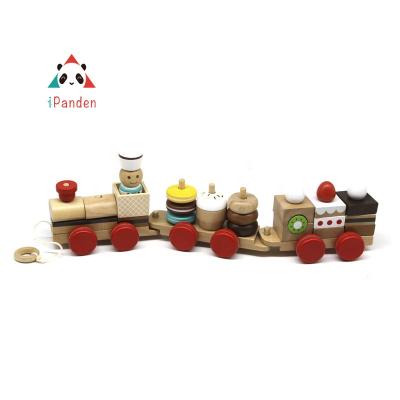 China Wooden Train Toy Trailer DIY TOY Wholesale Educational Building Block Toy For Children for sale