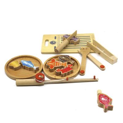 China Fishing Game Toy Wholesale Kids Wooden Pretend Magnetic Fishing House Toy Combo Wooden Fishing Toys Game Pretend Game Toys for sale