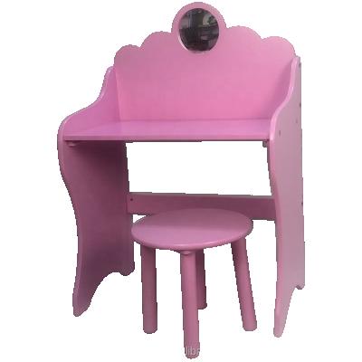 China Environmental Material New Design Kids Dressing Table and Chair Wooden Set with Wooden Mirror Furniture Set for Kids for sale