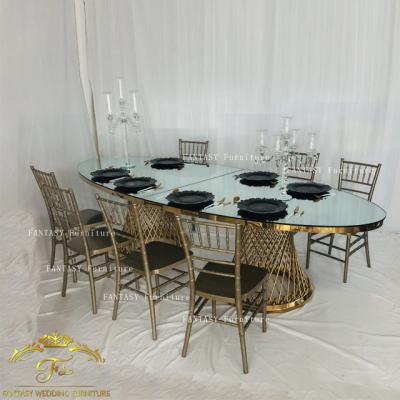 China Hotel / factory wholesale hotel furniture mirror gold banquer table directly for enent party for sale