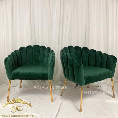 China Hotel Chair Gold Steel Chair in Green Velvet Fabric for Event Lounge for sale