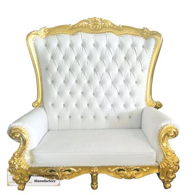 China Modern Luxury Royal Cheap Throne Chair Gold Wedding Chair For Bride And Groom for sale