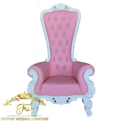 China Cheap Modern High Back Pink Throne Chairs Luxury Wedding Chair For Groom And Bride for sale