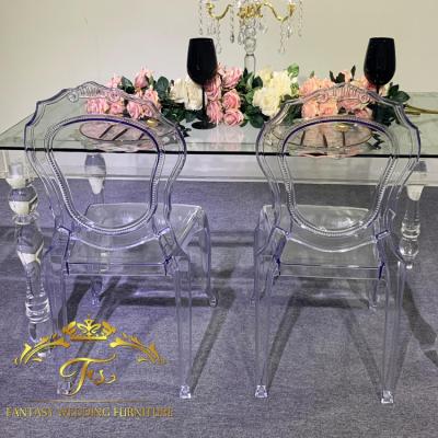 China Modern Stylish Party Events Used Wedding Chair Crystal Clear Plastic Acrylic Wedding Chair for sale