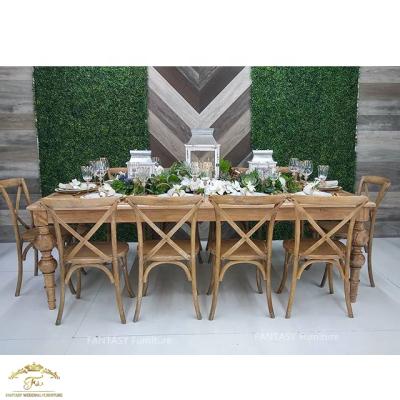 China Solid Wood Wholesale Wooden Chairs Cross Back Stackable For Wedding Party for sale