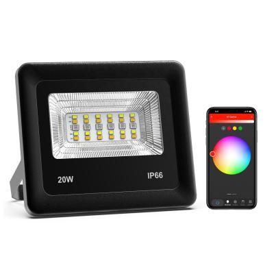 China Factory wholesale rgb outdoor lighting smart APP flood lights led rgb flood light for garden 20w rgb floodlight for sale