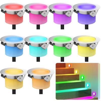 China Factory Direct 10pcs Wifi Deck Light With Music Recessed Stair Lighting Indoor Waterproof Outdoor RGB Deck Uplight Lamp for sale