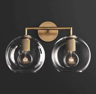 China Modern Indoor Glass Restoration Globe Wall Light Vintage Utility Globe Shade Double Globe Sconce Bedroom Glass Lamp Indoor Sconce for sale