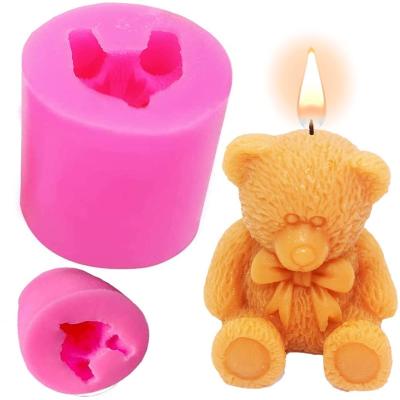 China Viable 3D Silicone Fondant Popsicle Molds Chocolate Teddy Bear Mold Teddy Bear Soap Candle Silicone Ice Cube Silicone For Decoration for sale