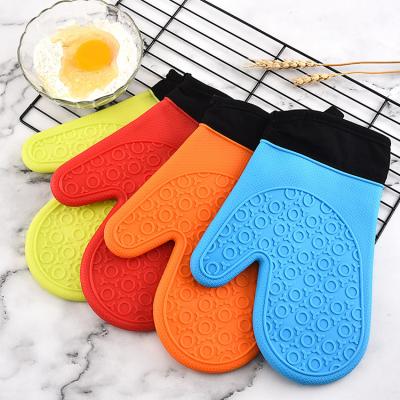 China Custom Printed MJ Microwave Heat Resistant Higher Potholder Cooking Gloves Cotton Lining Heat Resistant Silicone Oven Mitt Gloves for sale