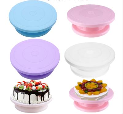 China Sustainable Plastic Round Cake Decorating Rotary Table Making Pan Baking Tool Non-Slip Cake Plate Turntable Amazon Hot Sale for sale