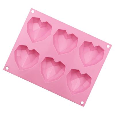 China Sustainable MJ Cake Tools 3D Diamond Heart Silicone Mold Baking Decorating Cupcake Chocolate Gumpaste Fondant Cake Topper Tool Mold for sale