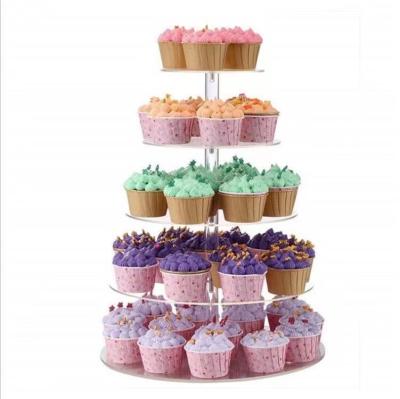 China Hot-sale viable 4 tier round clear acrylic cupcake stand wedding birthday display cake tower, cake stand for dessert for sale