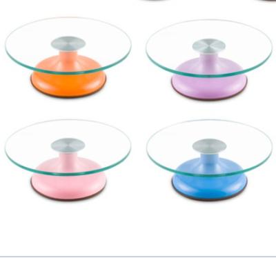 China 2021 Hot Sale Viable Stable Tempered Glass Rotating Glass Cake Decorating Turntable Stand for sale