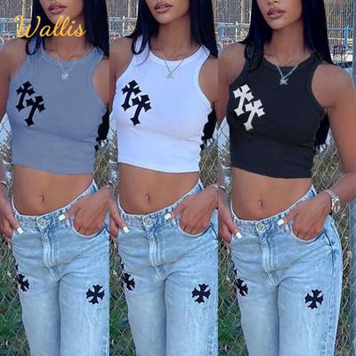 China Y2K Cute Breathable Clothes Crop Top Women Fashion Sleeveless O-Neck Slim Vest Basic Tee Streetwear Vintage Cool Girls Gothic Tanks Tops for sale