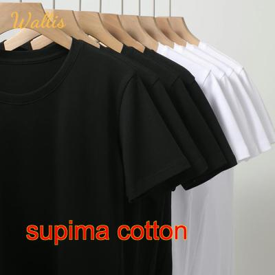 China Bulk Anti-Wrinkle 60S OEM Lady American Clothing Print Luxury Premium T-Shirts White Organic Soft Pima Supima Cotton T-shirt Unisex for sale