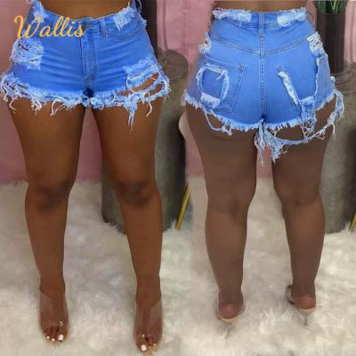 China Fashion Summer Woman Booty Mujer Shorts High Waists QUICK DRY Ladies Ripped Hollow Out Sexy Hole Streetwear Woman Jeans Denim Shorts for sale