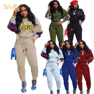 China Breathable casual pullover and pullover sweatpants fall 2022 winter women's clothing splicing two-piece set tracksuit outfits for sale